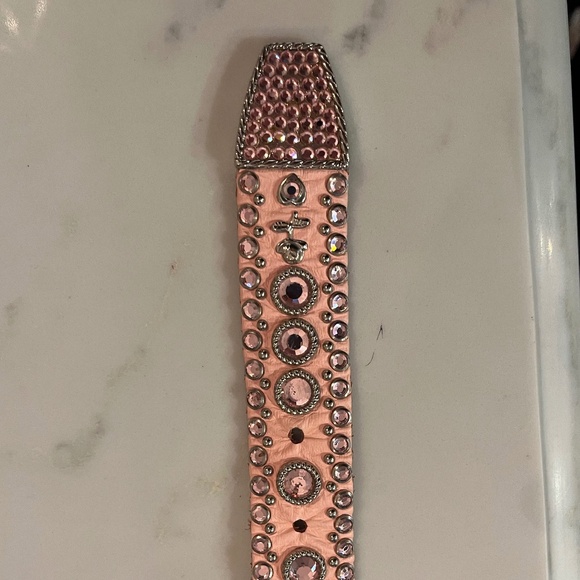 Gorgeous Vintage Kippys Pink Belt w/ Pink Swarovski Crystals, Leather, sz S / M main image 13